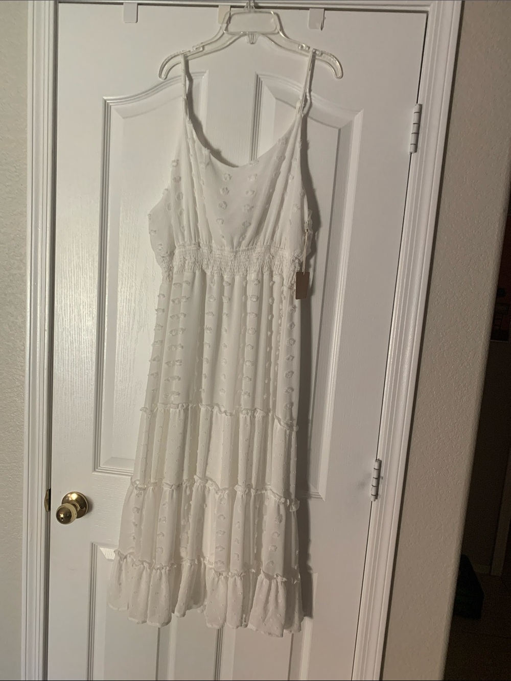 Blu Pepper White Tiered Eyelet Spaghetti Strap Dress